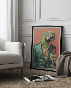 Parrot In Emerald Green Blazer Poster