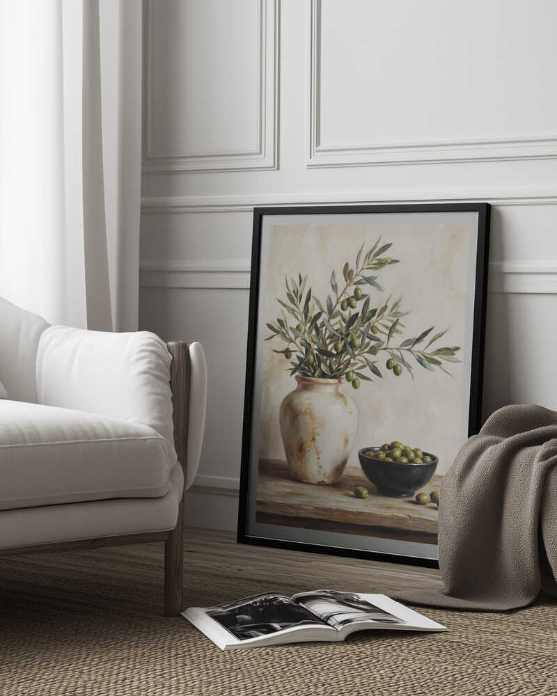 A Ceramic Bowl With Olives Poster