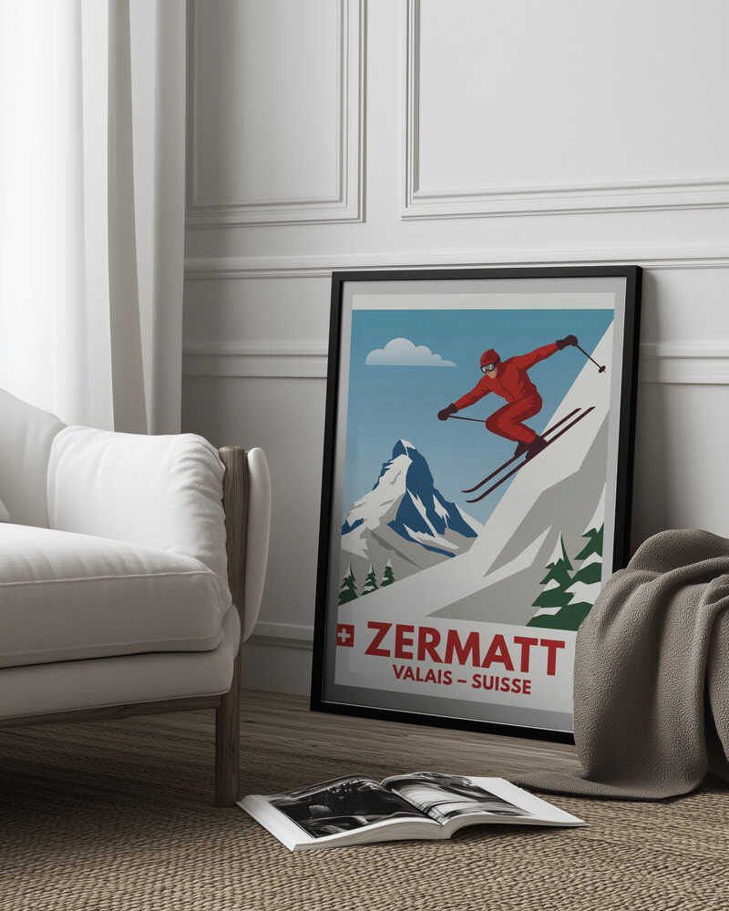 Zermatt Skiing Poster