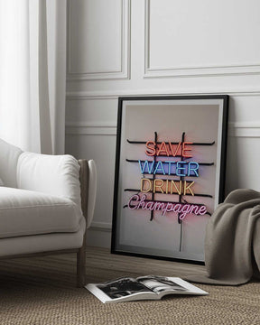 Save Water Neon Sign Poster