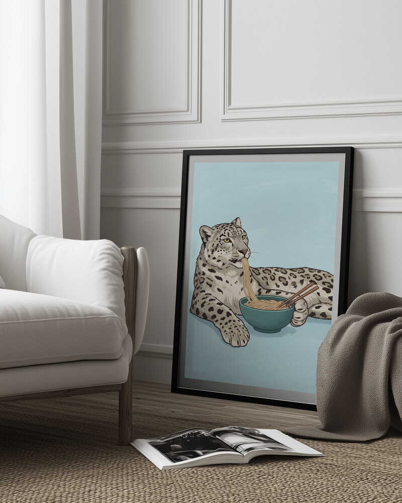 Noodle Snow Leopard Poster