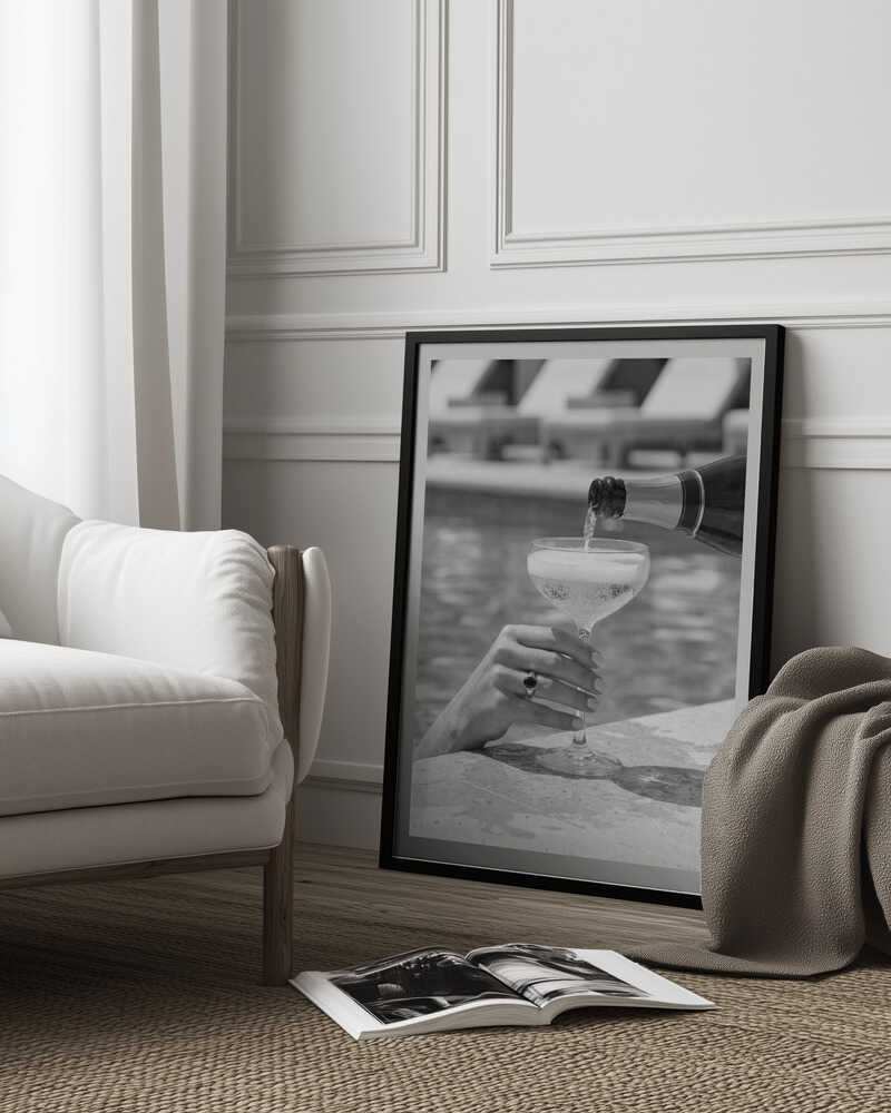 Champagne Poolside Pour Poster