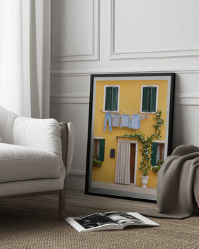 Yellow House Laundry Day Poster