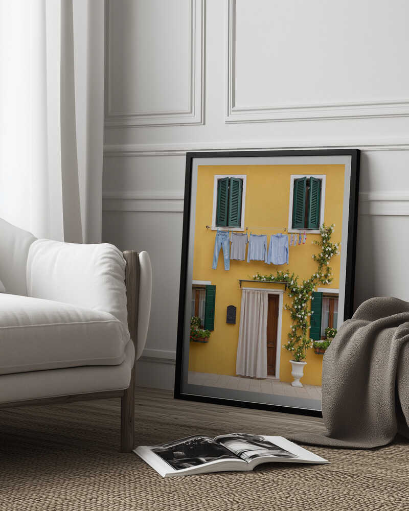Yellow House Laundry Day Poster