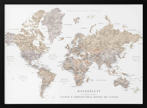 Wanderlust world map in spanish Poster