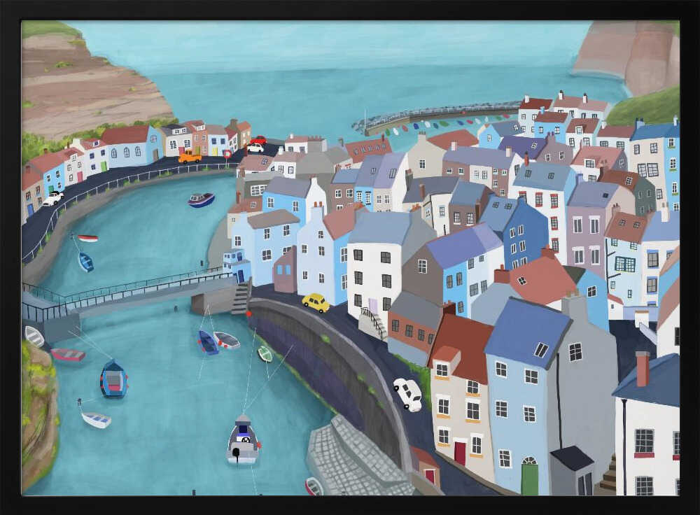 Aerial View of Staithes, United Kingdom by Artist Carla Daly Poster