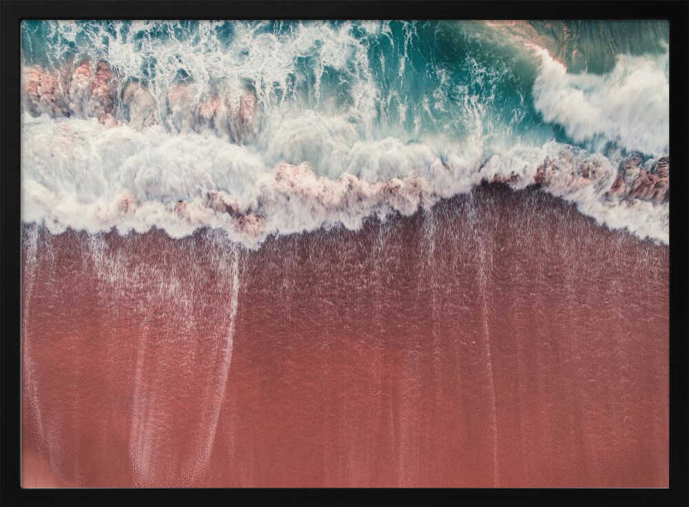 Crimson Shoreline Waves Poster