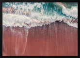 Crimson Shoreline Waves Poster