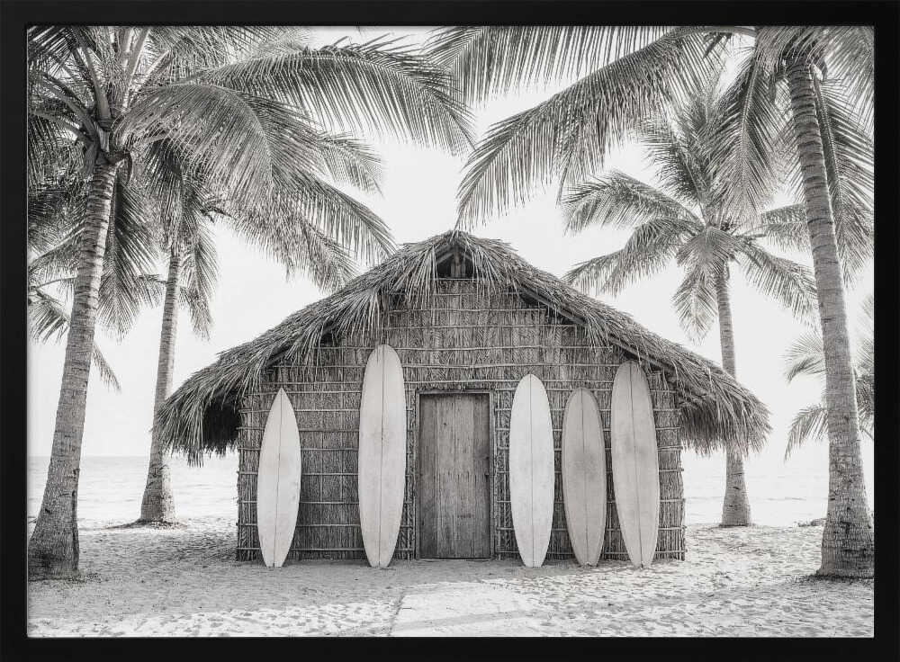 Beach Hutbw Poster