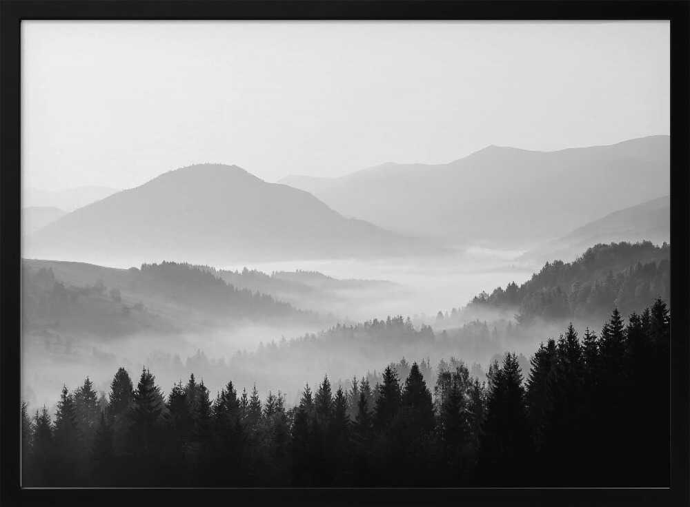 Rolling Hills Bw Poster