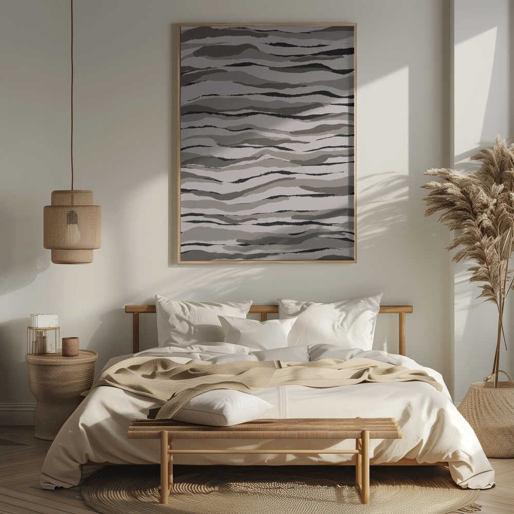 Monochrome Waves Poster