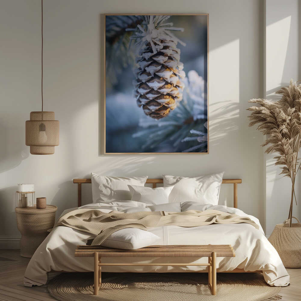 Frosty Pinecone Burst Poster