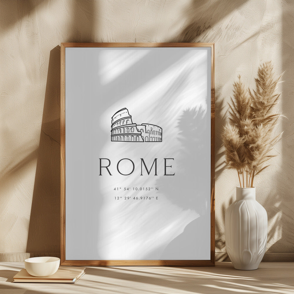 Rome coordinates with Colosseum sketch Poster