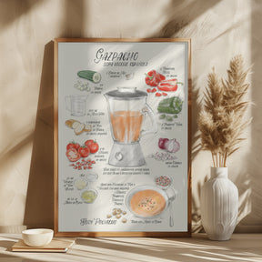 Gazpacho illustrated recipe in Spanish Poster