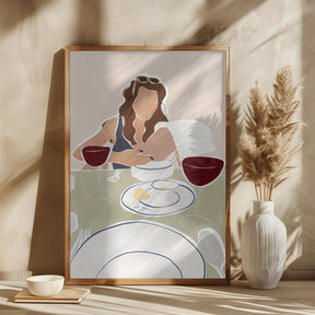 Woman Dining In a Restaurant Print By Ivy Green Illustrations Poster