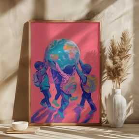 Children Carrying the World Poster