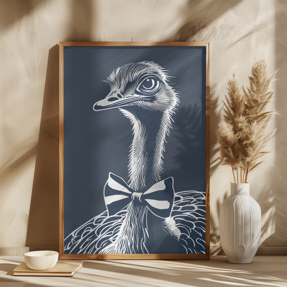 Ostrich with bow tie Poster