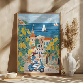 Travel poster woman on the Amalfi coast, Italy Poster