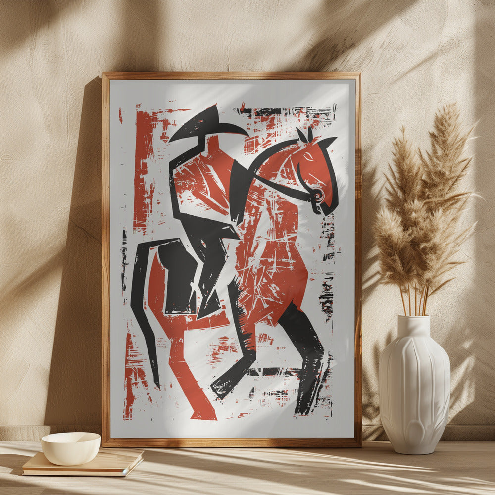 Abstract Horse Rider Poster