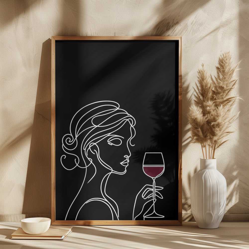 Woman and Wine On Black 3 Poster