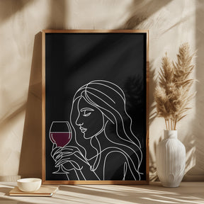 Woman and Wine On Black 4 Poster