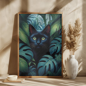 Cat In Bushes Poster