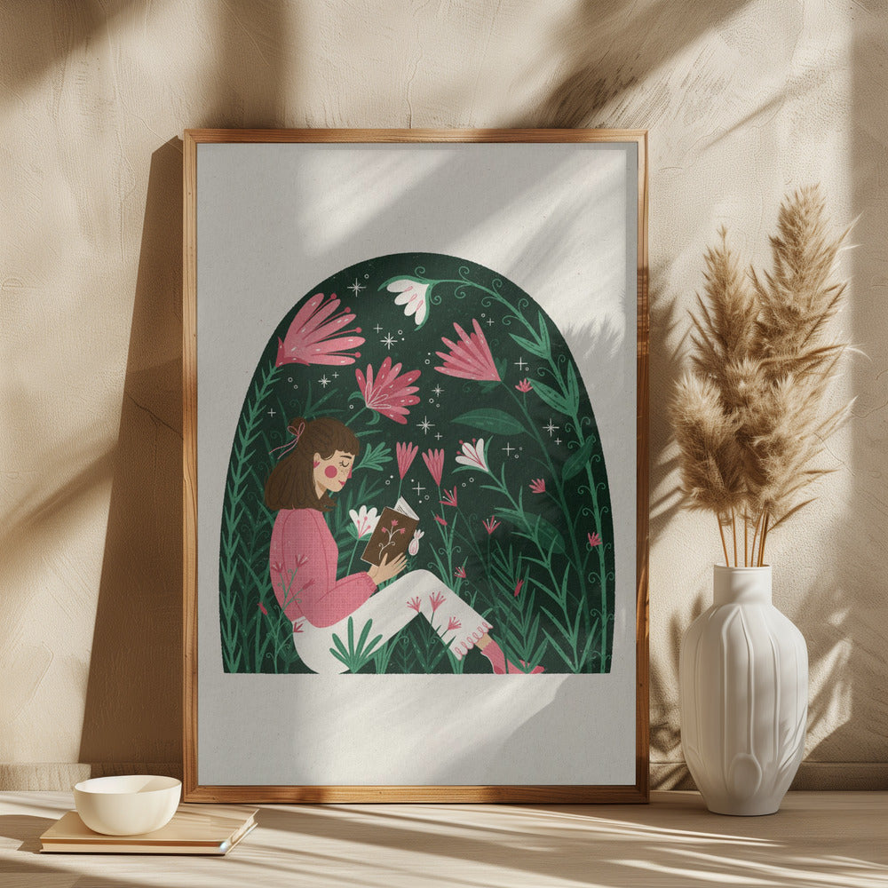 Reading in a Dome of Plants Poster