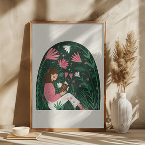 Reading in a Dome of Plants Poster