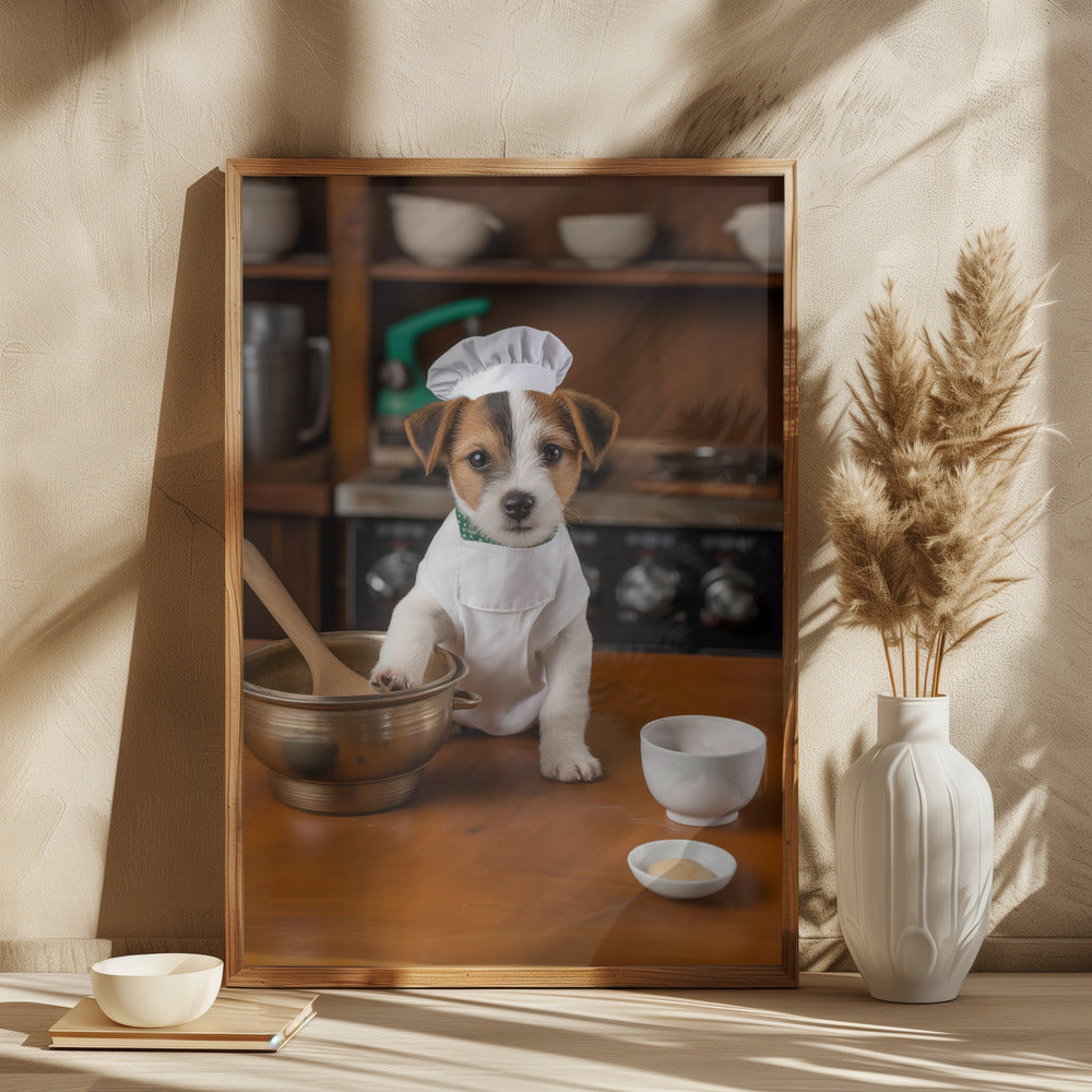 Jack Russell Puppy Chef Poster