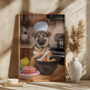 German Shepherd Puppy Chef Poster