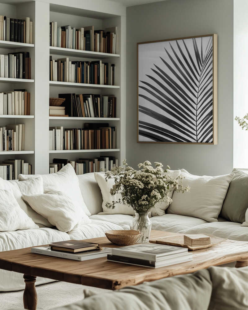 BW Palm Leaf Poster