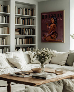 Babes of Bourbon Cant Touch This. Sexy Retro Pin Up Girl Whiskey Art Poster