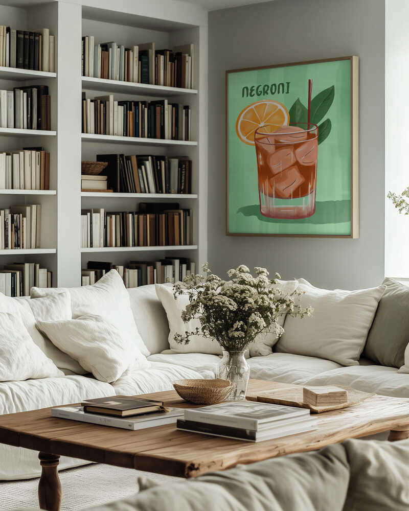 Negroni Cocktail With A V ibrant Orange Slice Poster