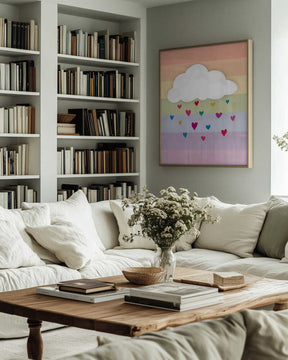 Raining Multicolored Hearts Poster