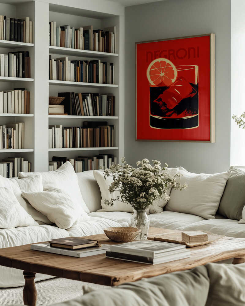 Stylized Negroni Cocktail Poster