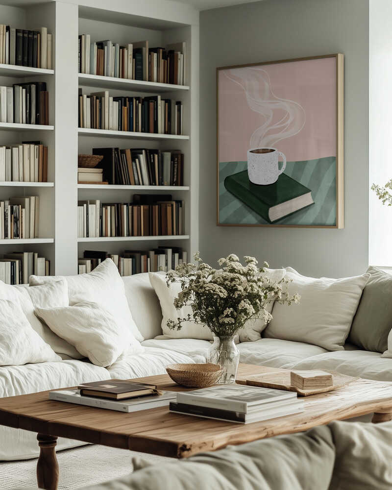 Coffee Cup on a Closed Book Poster