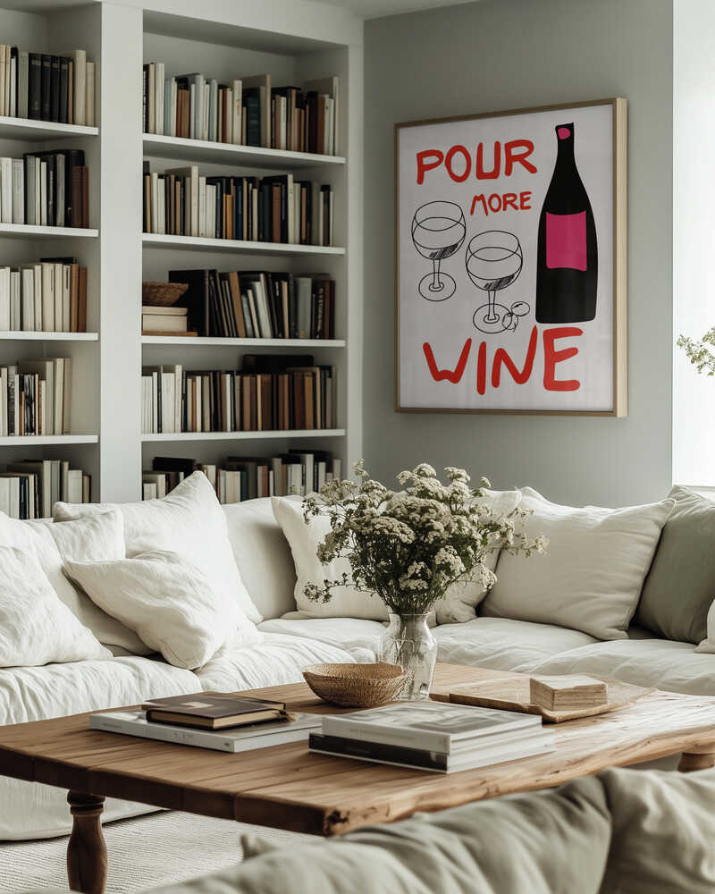 A4 Pour More Wine Pink 01.png Poster