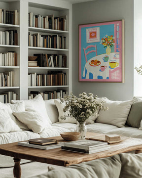 A2 Coffee and Flowers On Table 01.png Poster