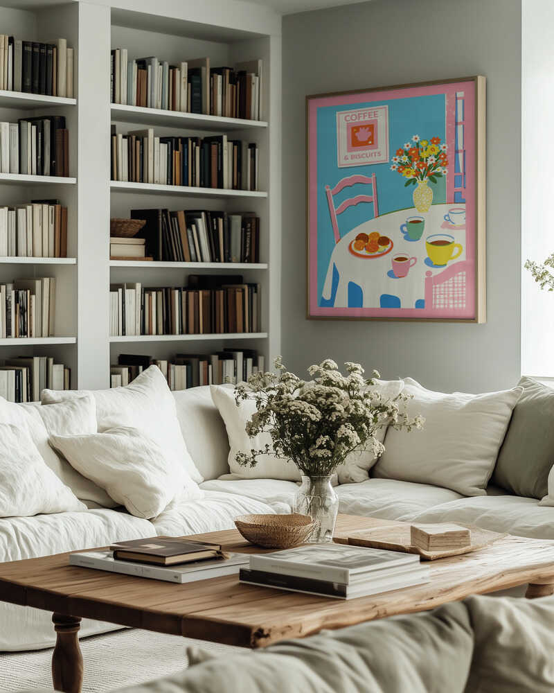 A2 Coffee and Flowers On Table 01.png Poster