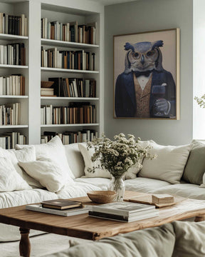 Owl In Midnight Blue Tuxedo Poster