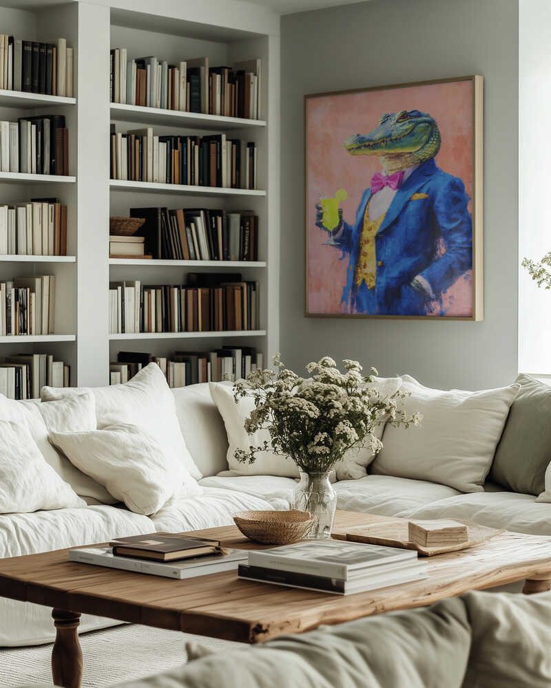 Crocodile In a Blue Suit Poster