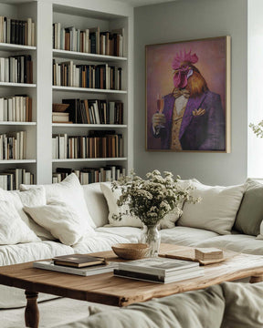 Rooster In a Purple Tuxedo Poster