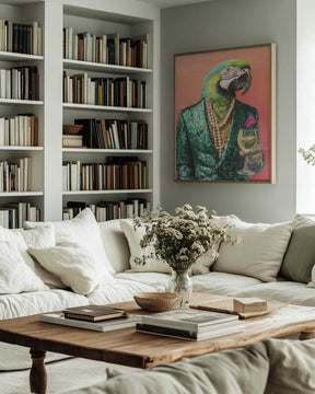 Parrot In Emerald Green Blazer Poster