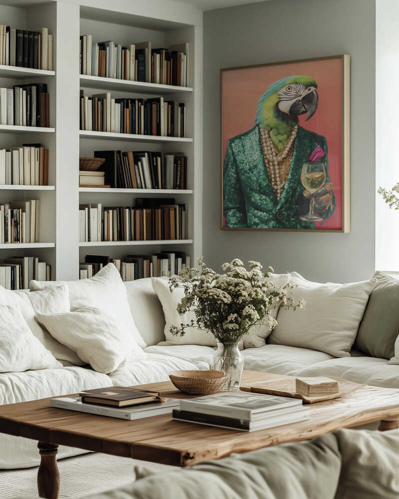 Parrot In Emerald Green Blazer Poster