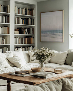 Warm Serene Beach Landscape Clear Sky Poster