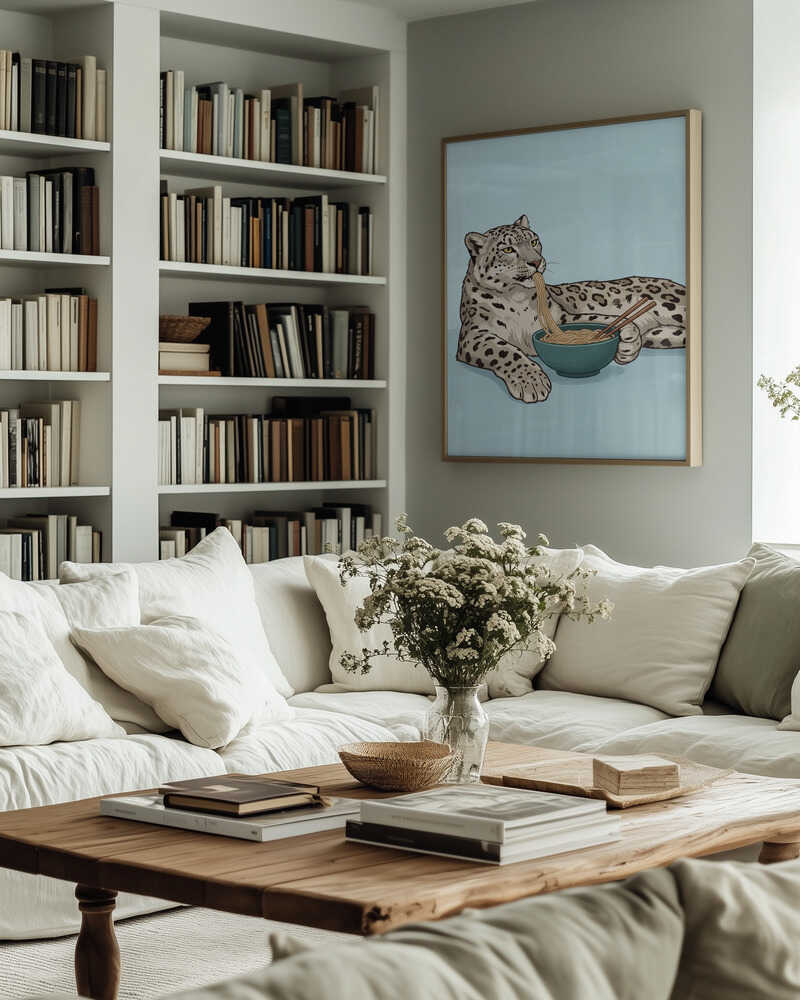 Noodle Snow Leopard Poster