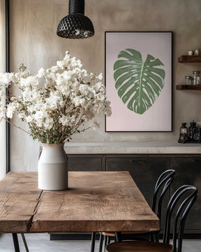 Monstera Leaf Blush Poster
