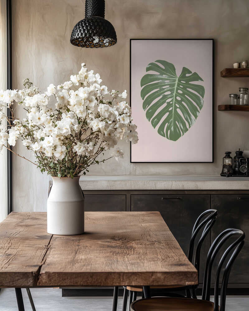 Monstera Leaf Blush Poster