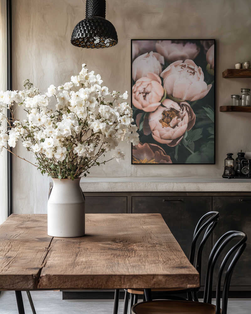 Coral Peonies Poster