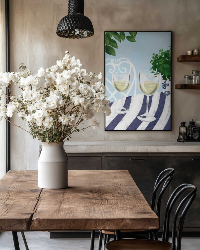 White wine under the tree Poster